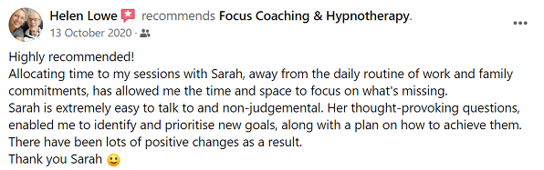life coaching review: easy to talk to and non-judgemental, helped me identify and prioritise new goals