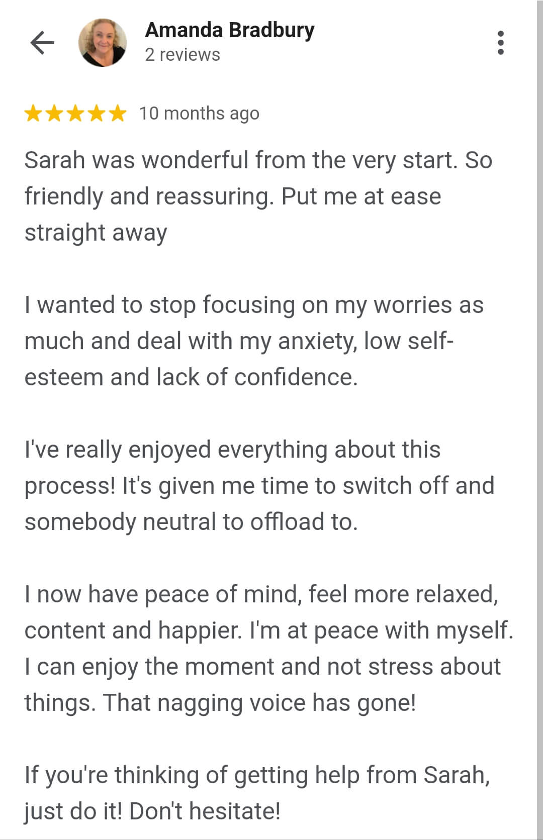 anxiety, low self-esteem, lack of confidence