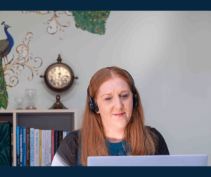 Photo of Sarah Fish online during a hypnotherapy session